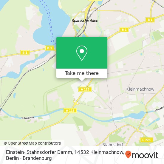 Карта Einstein- Stahnsdorfer Damm, 14532 Kleinmachnow