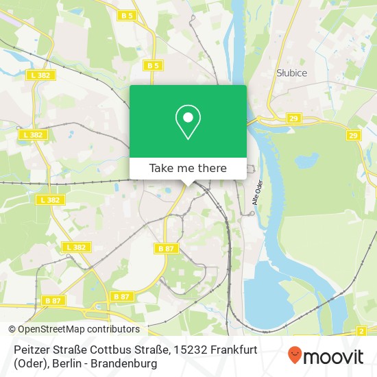 Карта Peitzer Straße Cottbus Straße, 15232 Frankfurt (Oder)