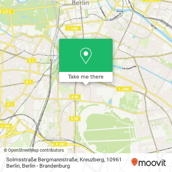 Карта Solmsstraße Bergmannstraße, Kreuzberg, 10961 Berlin