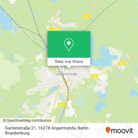 Карта Gartenstraße 21, 16278 Angermünde
