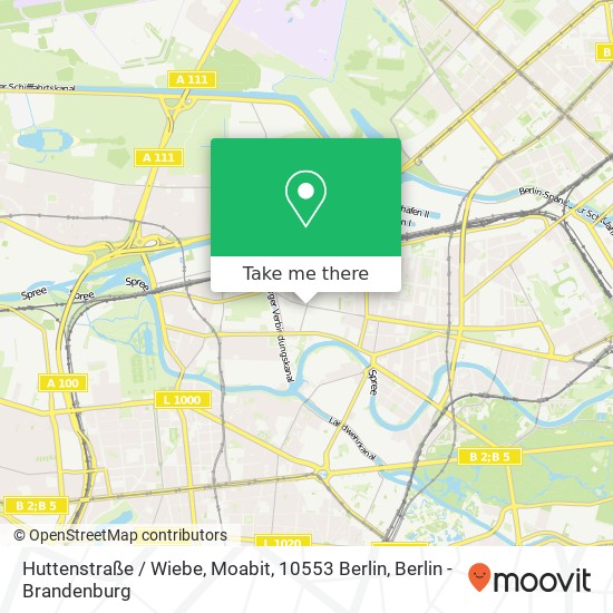 Карта Huttenstraße / Wiebe, Moabit, 10553 Berlin