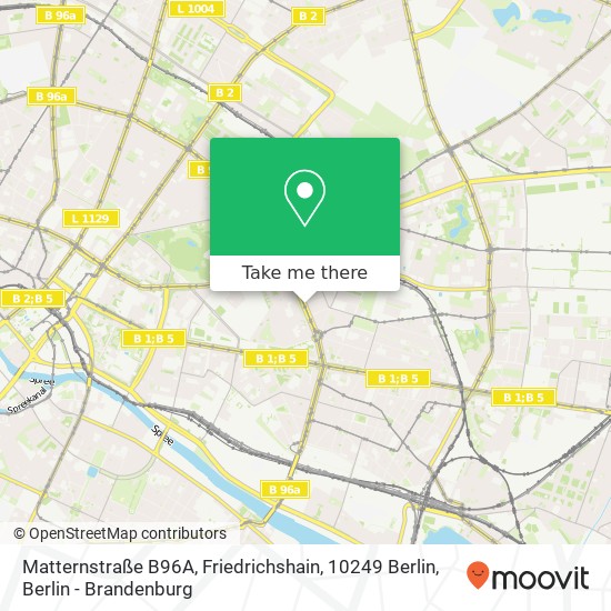 Карта Matternstraße B96A, Friedrichshain, 10249 Berlin