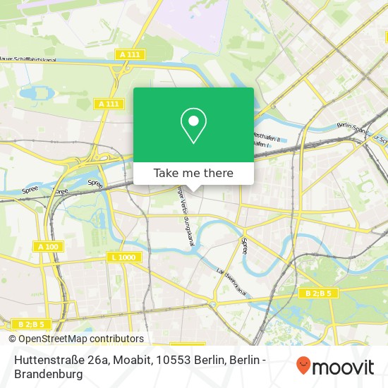 Карта Huttenstraße 26a, Moabit, 10553 Berlin