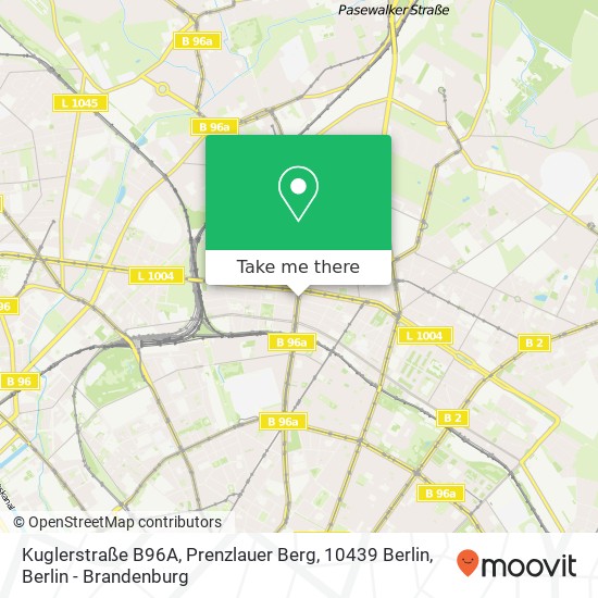 Карта Kuglerstraße B96A, Prenzlauer Berg, 10439 Berlin
