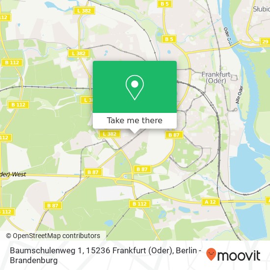 Карта Baumschulenweg 1, 15236 Frankfurt (Oder)
