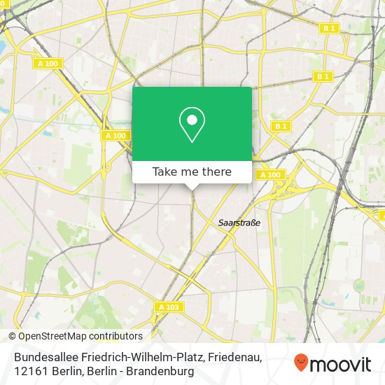 Карта Bundesallee Friedrich-Wilhelm-Platz, Friedenau, 12161 Berlin