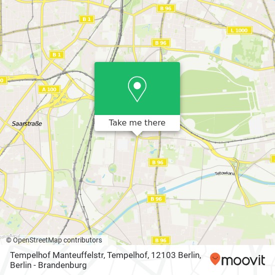 Карта Tempelhof Manteuffelstr, Tempelhof, 12103 Berlin
