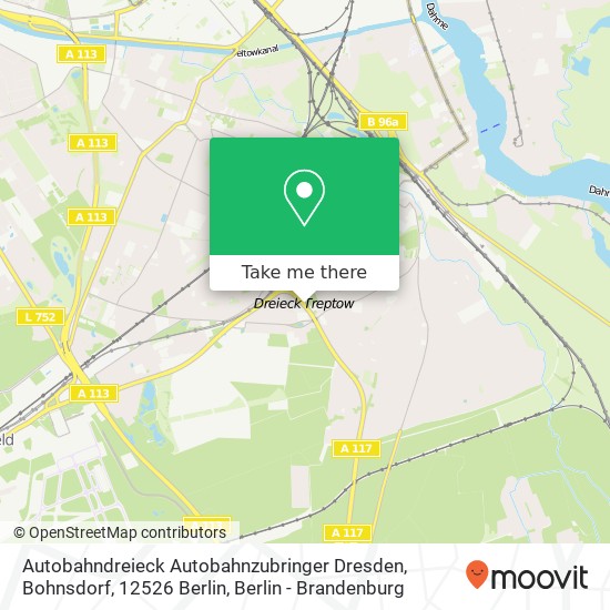 Карта Autobahndreieck Autobahnzubringer Dresden, Bohnsdorf, 12526 Berlin