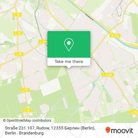 Карта Straße 231 107, Rudow, 12355 Берлин (Berlin)