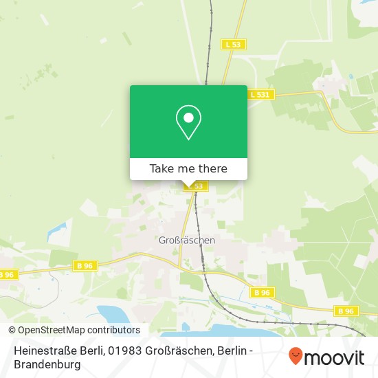 Карта Heinestraße Berli, 01983 Großräschen