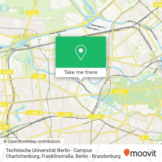 Карта Technische Universität Berlin - Campus Charlottenburg, Franklinstraße
