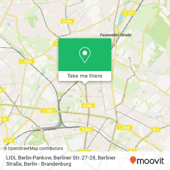 Карта LIDL Berlin-Pankow, Berliner Str. 27-28, Berliner Straße