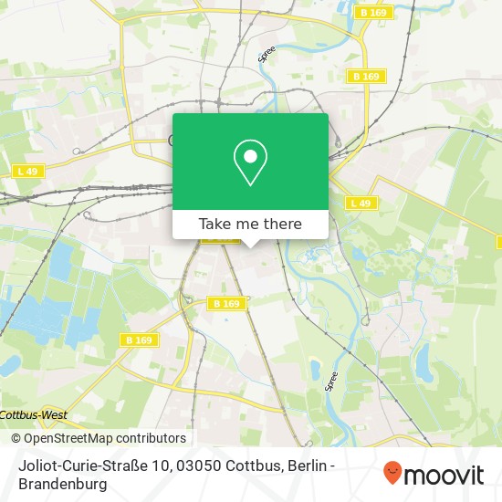 Карта Joliot-Curie-Straße 10, 03050 Cottbus