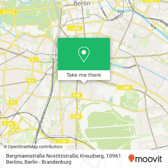 Карта Bergmannstraße Nostitzstraße, Kreuzberg, 10961 Berlino