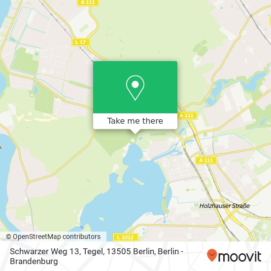 Schwarzer Weg 13, Tegel, 13505 Berlin map