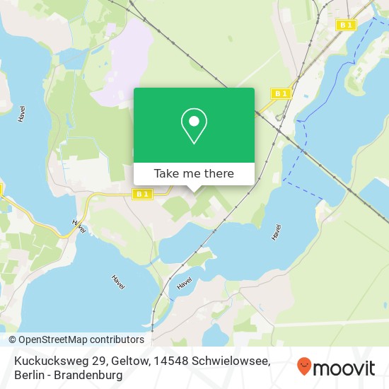 Карта Kuckucksweg 29, Geltow, 14548 Schwielowsee