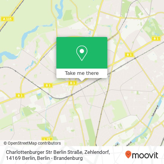 Карта Charlottenburger Str Berlin Straße, Zehlendorf, 14169 Berlin