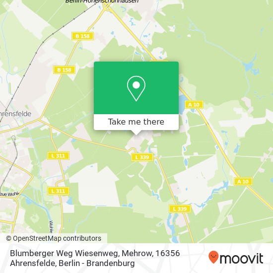 Карта Blumberger Weg Wiesenweg, Mehrow, 16356 Ahrensfelde