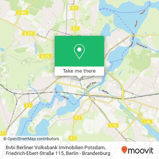 Карта Bvbi Berliner Volksbank Immobilien Potsdam, Friedrich-Ebert-Straße 115