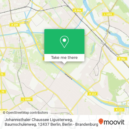 Карта Johannisthaler Chaussee Ligusterweg, Baumschulenweg, 12437 Berlin