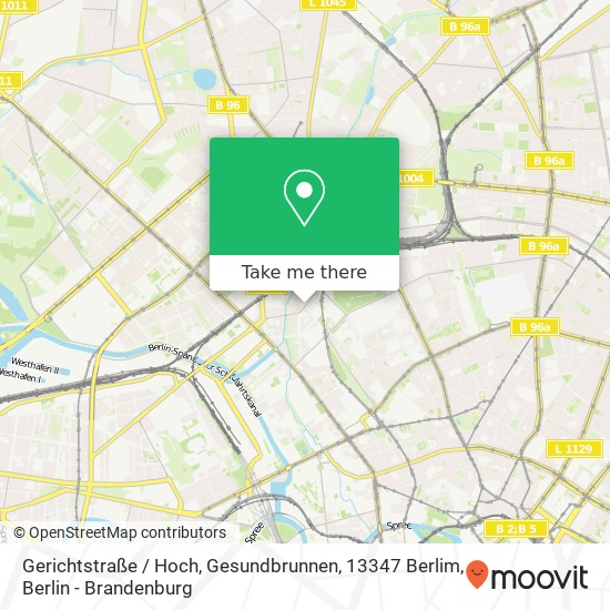 Карта Gerichtstraße / Hoch, Gesundbrunnen, 13347 Berlim