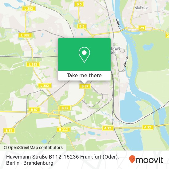 Карта Havemann-Straße B112, 15236 Frankfurt (Oder)
