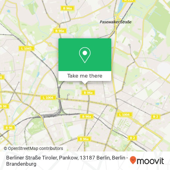 Карта Berliner Straße Tiroler, Pankow, 13187 Berlin
