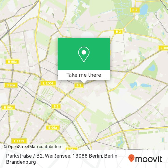 Карта Parkstraße / B2, Weißensee, 13088 Berlin
