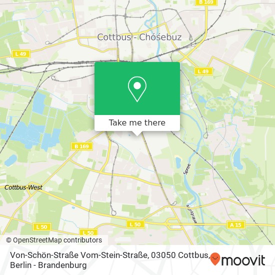 Карта Von-Schön-Straße Vom-Stein-Straße, 03050 Cottbus