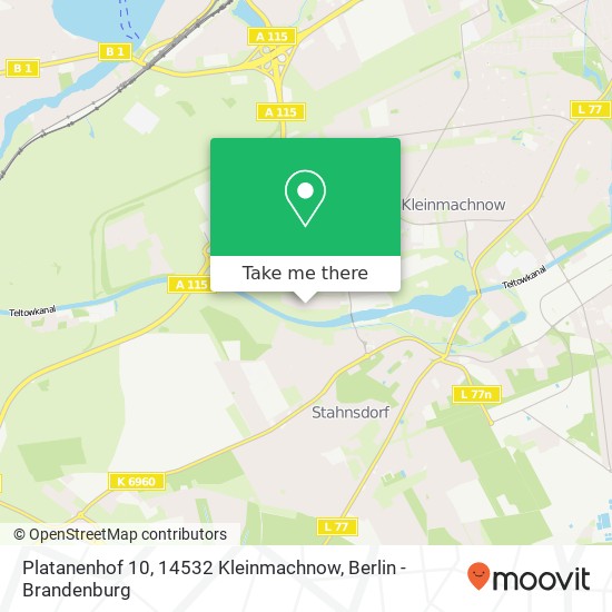 Карта Platanenhof 10, 14532 Kleinmachnow