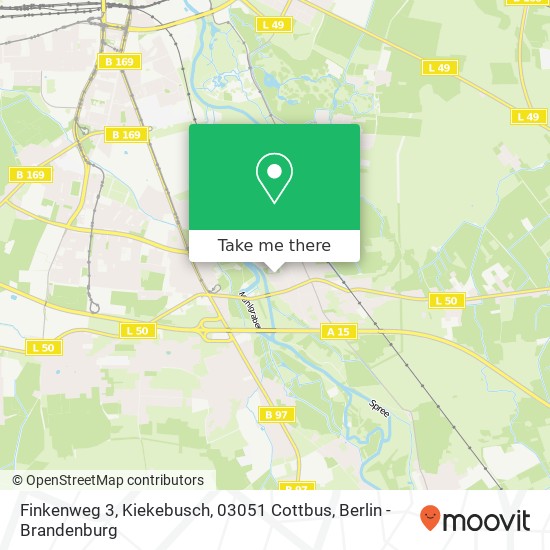 Finkenweg 3, Kiekebusch, 03051 Cottbus map