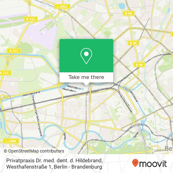 Карта Privatpraxis Dr. med. dent. d. Hildebrand, Westhafenstraße 1