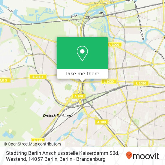 Карта Stadtring Berlin Anschlussstelle Kaiserdamm Süd, Westend, 14057 Berlin