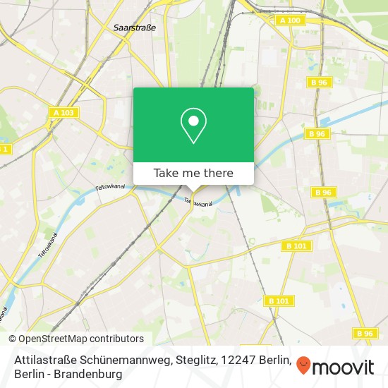 Карта Attilastraße Schünemannweg, Steglitz, 12247 Berlin