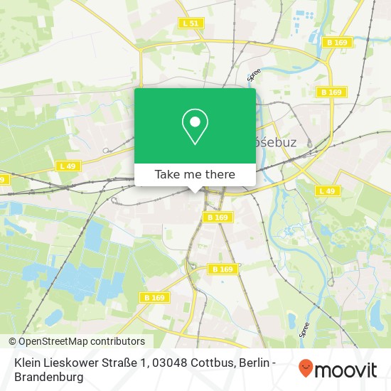Карта Klein Lieskower Straße 1, 03048 Cottbus