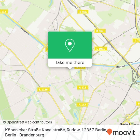 Карта Köpenicker Straße Kanalstraße, Rudow, 12357 Berlin