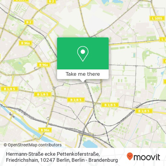 Карта Hermann-Straße ecke Pettenkoferstraße, Friedrichshain, 10247 Berlin