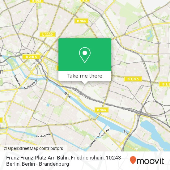Карта Franz-Franz-Platz Am Bahn, Friedrichshain, 10243 Berlin