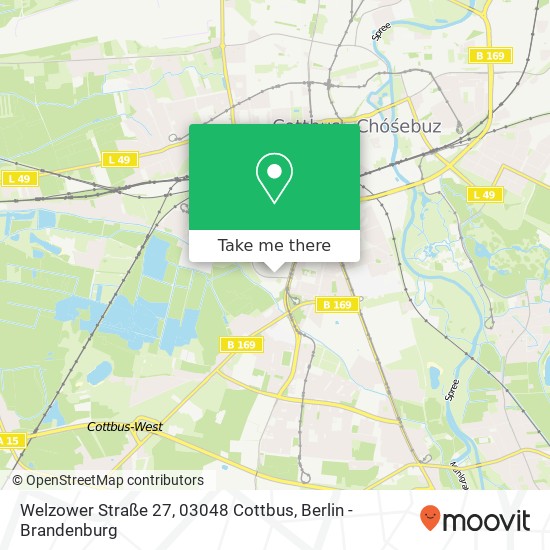 Карта Welzower Straße 27, 03048 Cottbus
