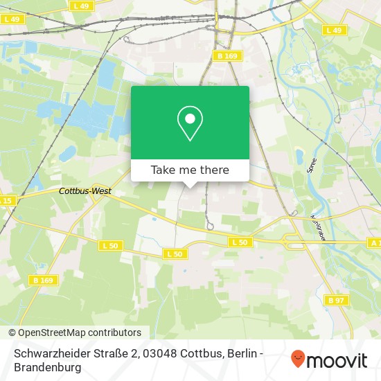 Карта Schwarzheider Straße 2, 03048 Cottbus