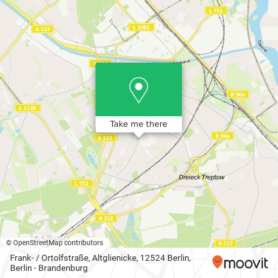 Карта Frank- / Ortolfstraße, Altglienicke, 12524 Berlin