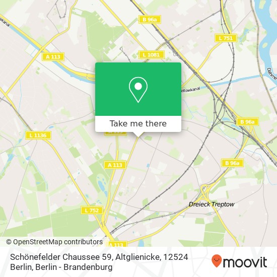 Карта Schönefelder Chaussee 59, Altglienicke, 12524 Berlin