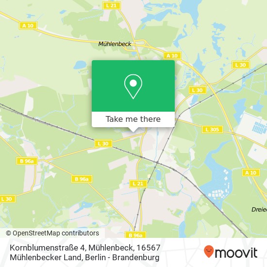 Kornblumenstraße 4, Mühlenbeck, 16567 Mühlenbecker Land map