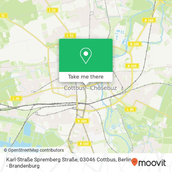 Карта Karl-Straße Spremberg Straße, 03046 Cottbus