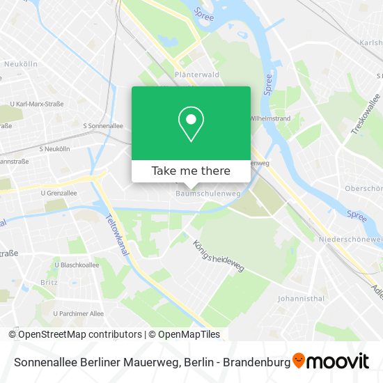Sonnenallee Berliner Mauerweg map