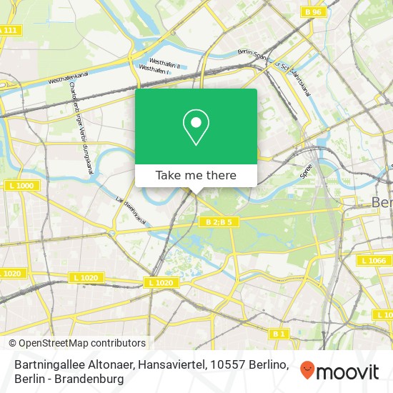 Карта Bartningallee Altonaer, Hansaviertel, 10557 Berlino