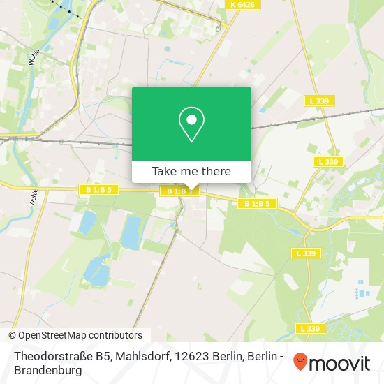 Theodorstraße B5, Mahlsdorf, 12623 Berlin map