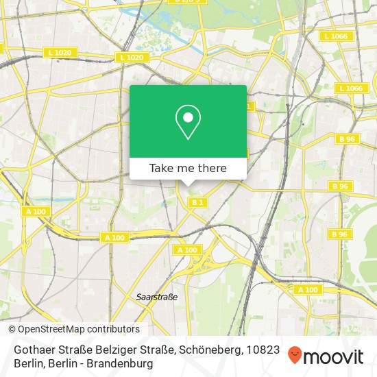 Карта Gothaer Straße Belziger Straße, Schöneberg, 10823 Berlin