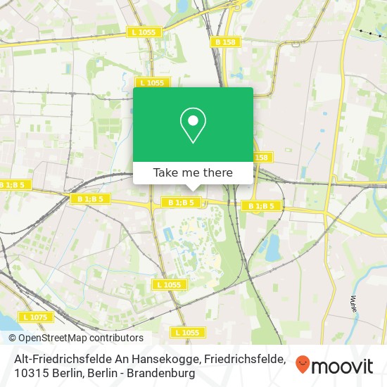 Карта Alt-Friedrichsfelde An Hansekogge, Friedrichsfelde, 10315 Berlin