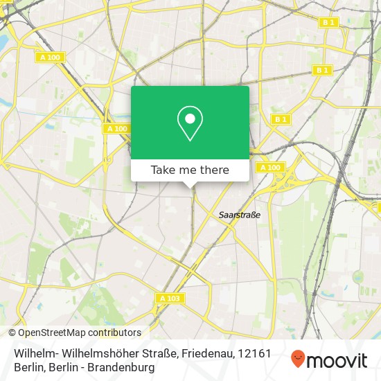 Карта Wilhelm- Wilhelmshöher Straße, Friedenau, 12161 Berlin